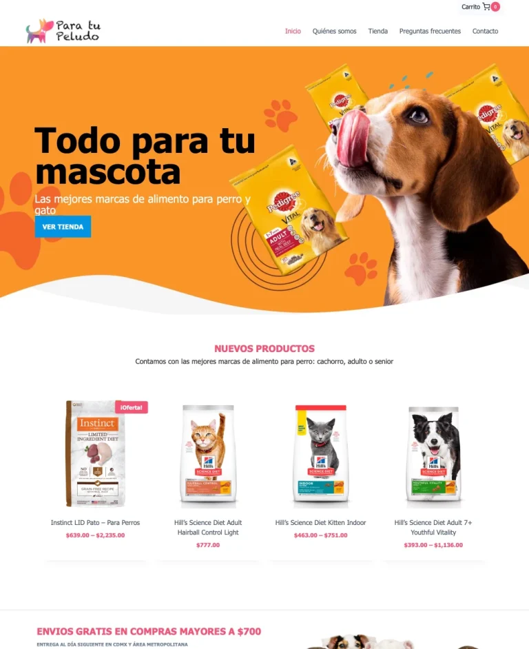 Caso de éxito: paratupeludo.com.mx, tienda en línea de productos para mascotas